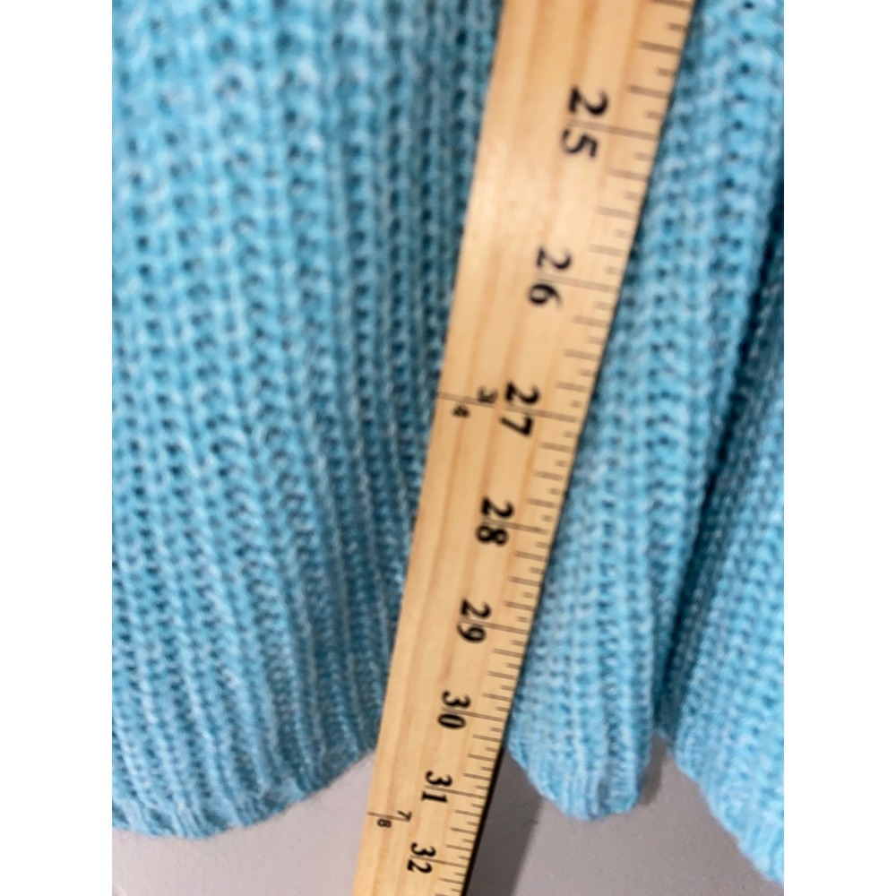 Lane Bryant Turtleneck Sweater Womens 26/28 Blue Chunky Knit Cuffed Sleeve Cozy - Picture 5 of 9
